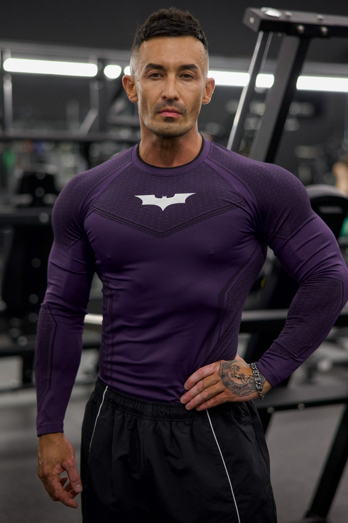 8004 - Batman Compression Longsleeve - Purple Limited Edition - Image 2