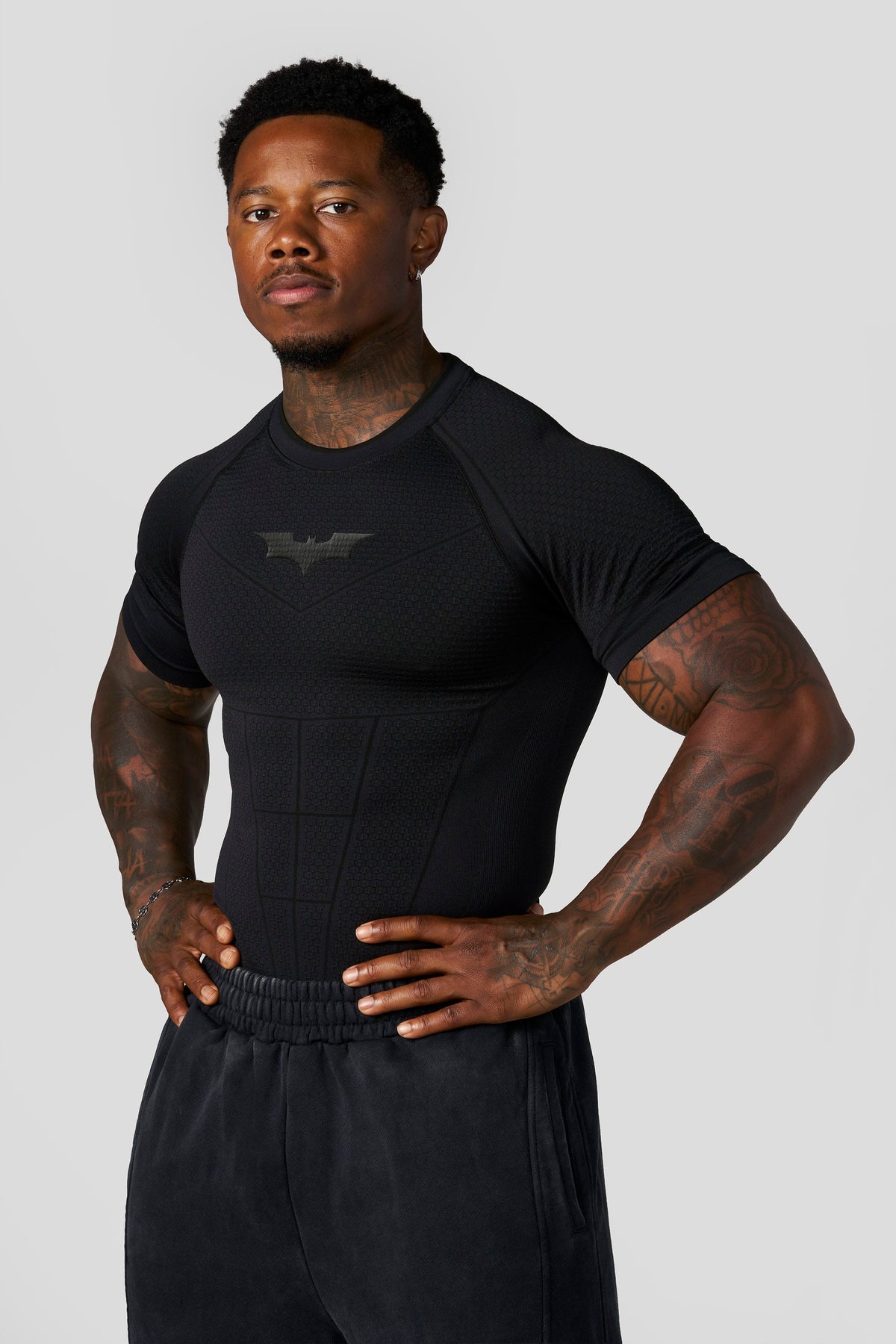Oxytees 4259 Batman Compression T-Shirt - Black