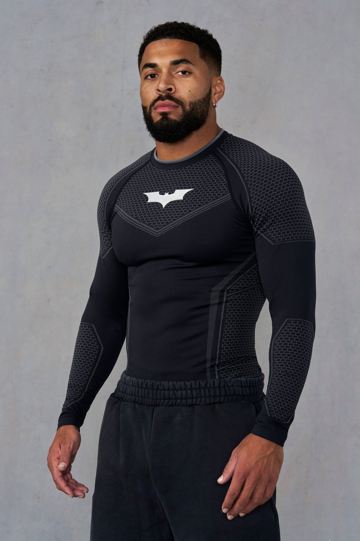 Oxytees 8004 Batman Compression Long Sleeve - Black