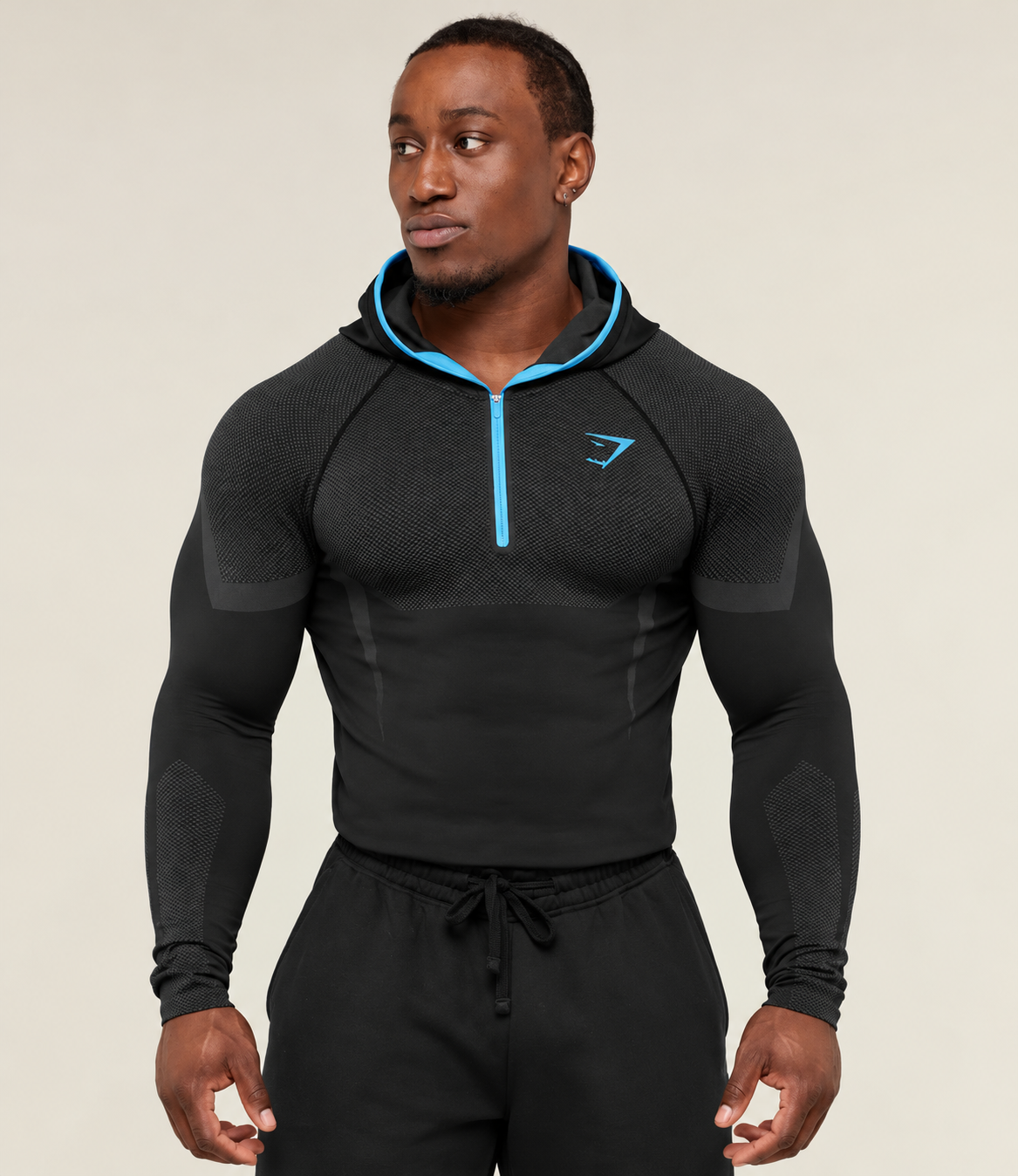 Onyx 5.0 Seamless Hoodie Black/Brand Blue