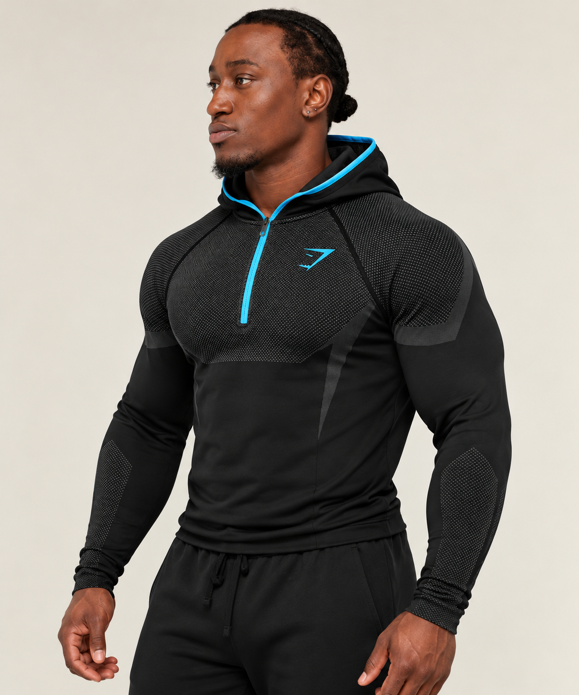 Onyx 5.0 Seamless Hoodie Black/Brand Blue