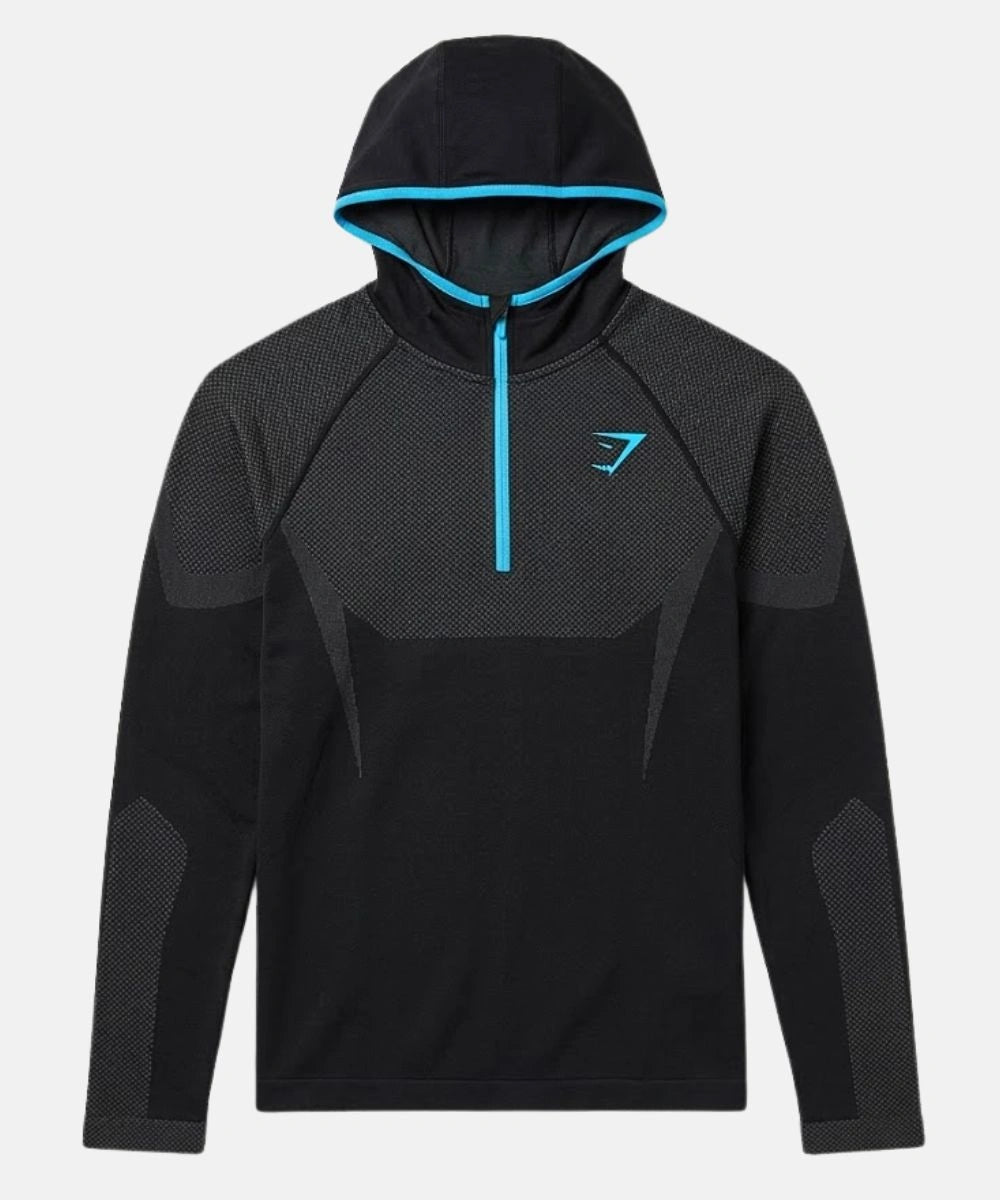 Onyx 5.0 Seamless Hoodie Black/Brand Blue