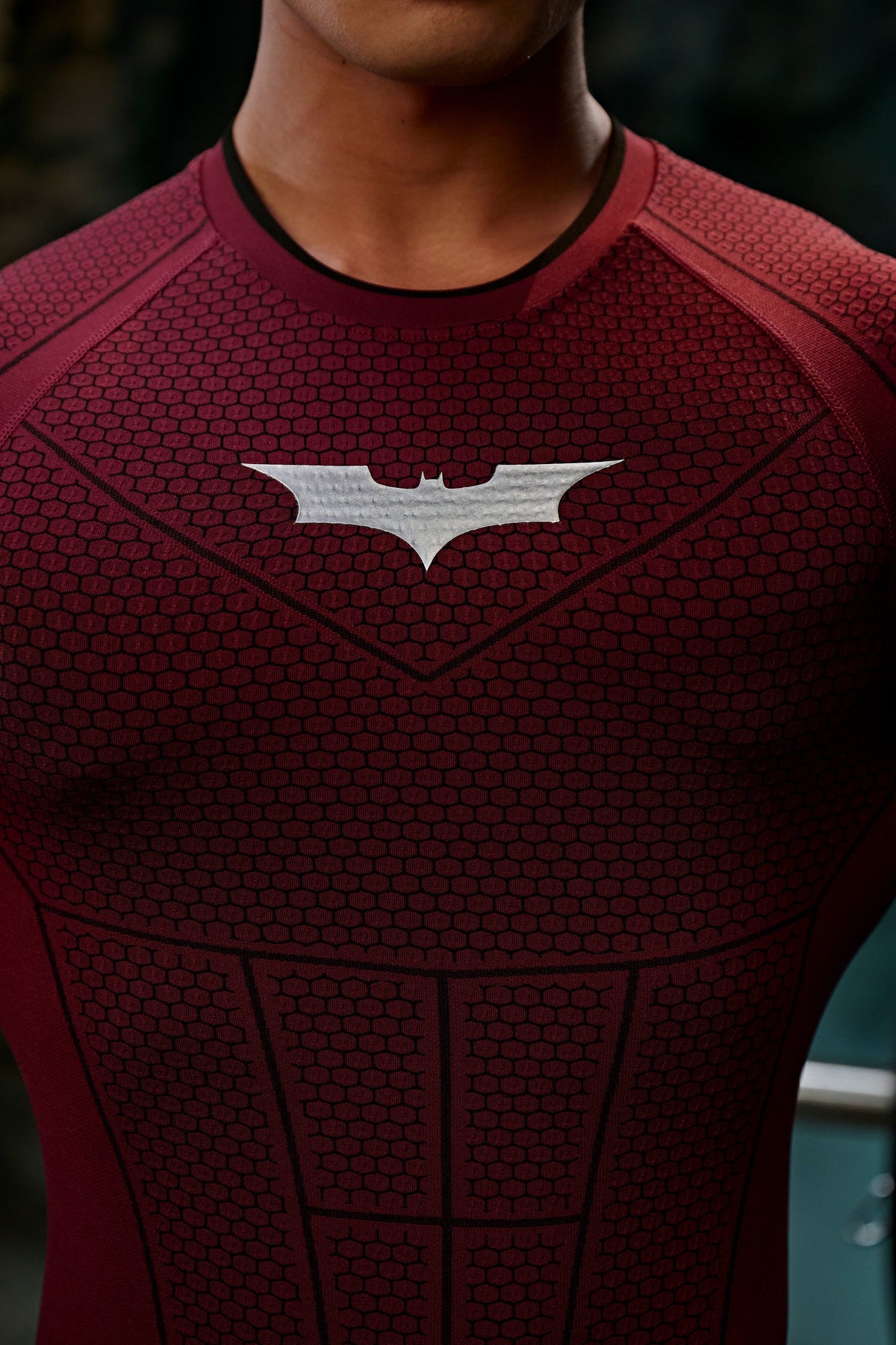 Oxytees 4259 Batman Compression T-Shirt - Burgundy
