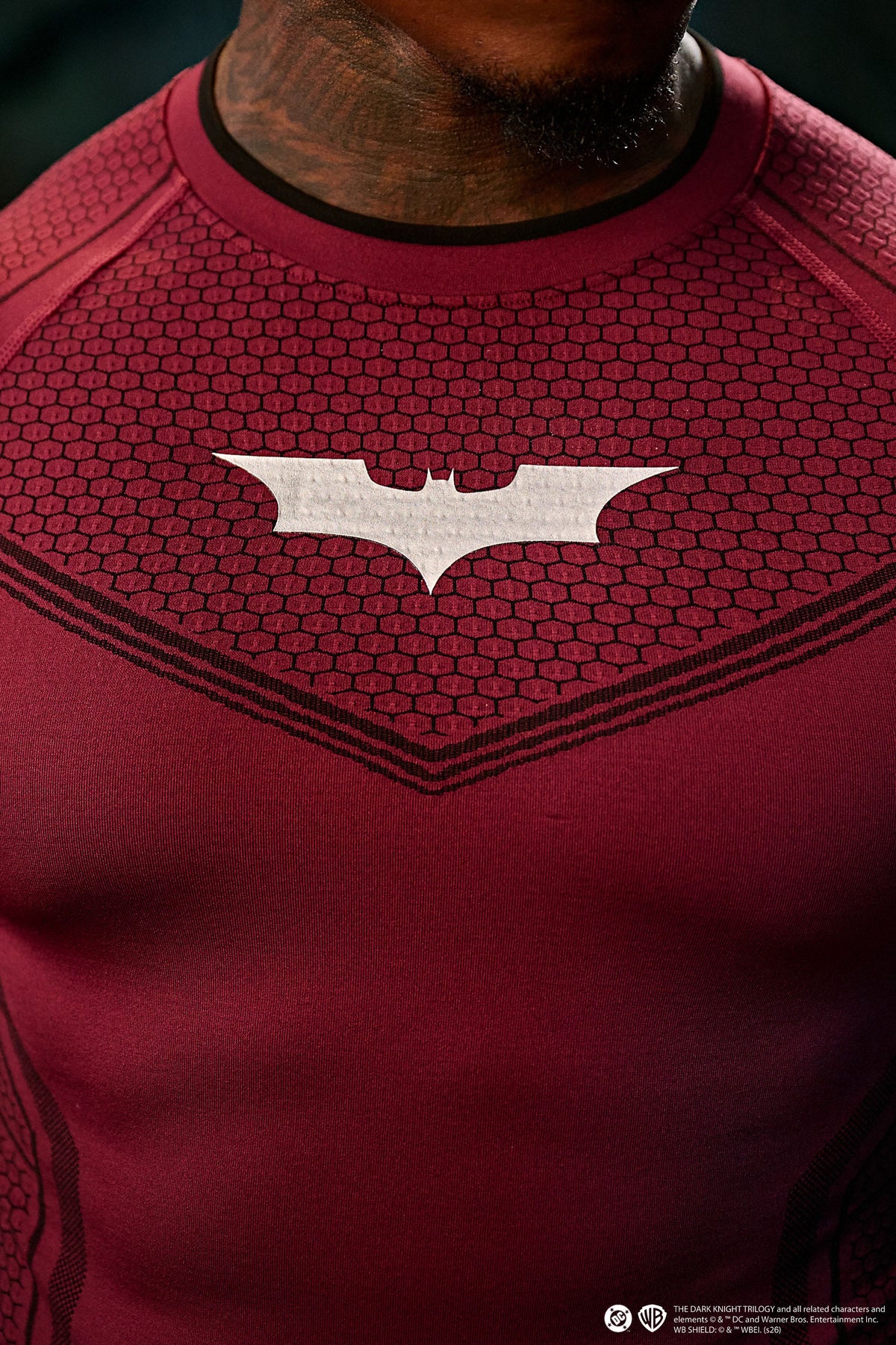 Oxytees 8004 Batman Compression Long Sleeve - Burgundy
