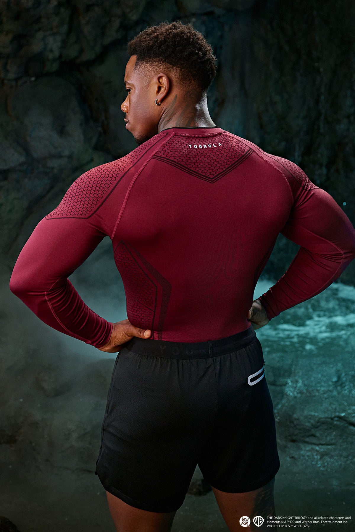 Oxytees 8004 Batman Compression Long Sleeve - Burgundy