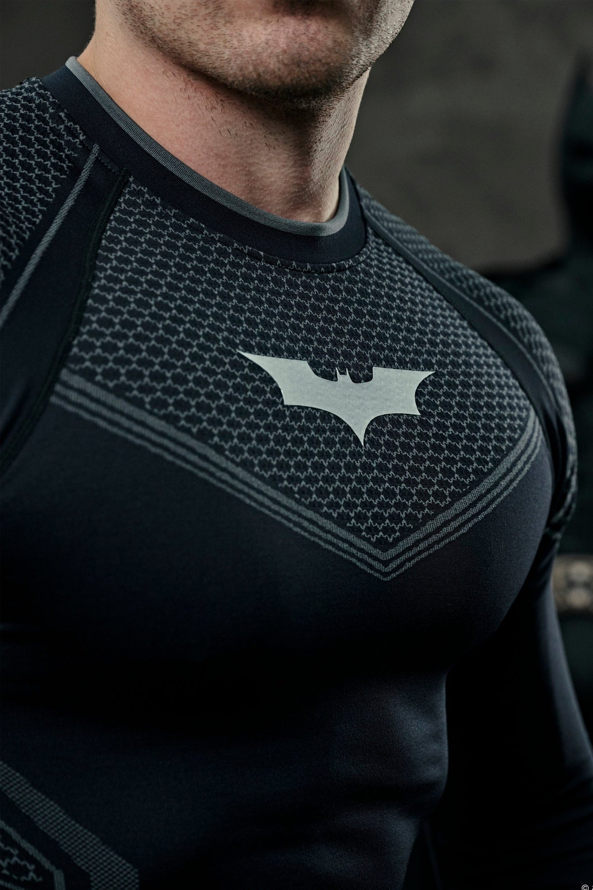Oxytees 8004 Batman Compression Long Sleeve - Black