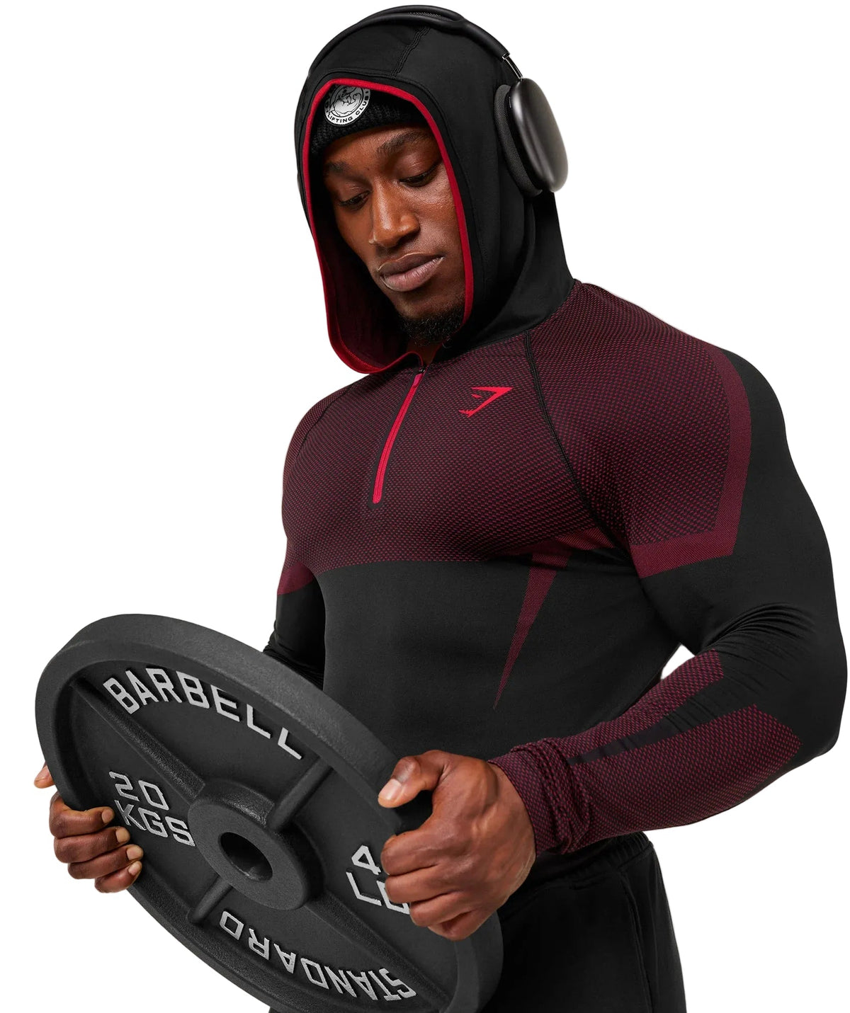 Onyx 5.0 Seamless Hoodie - Black/Carmine Red