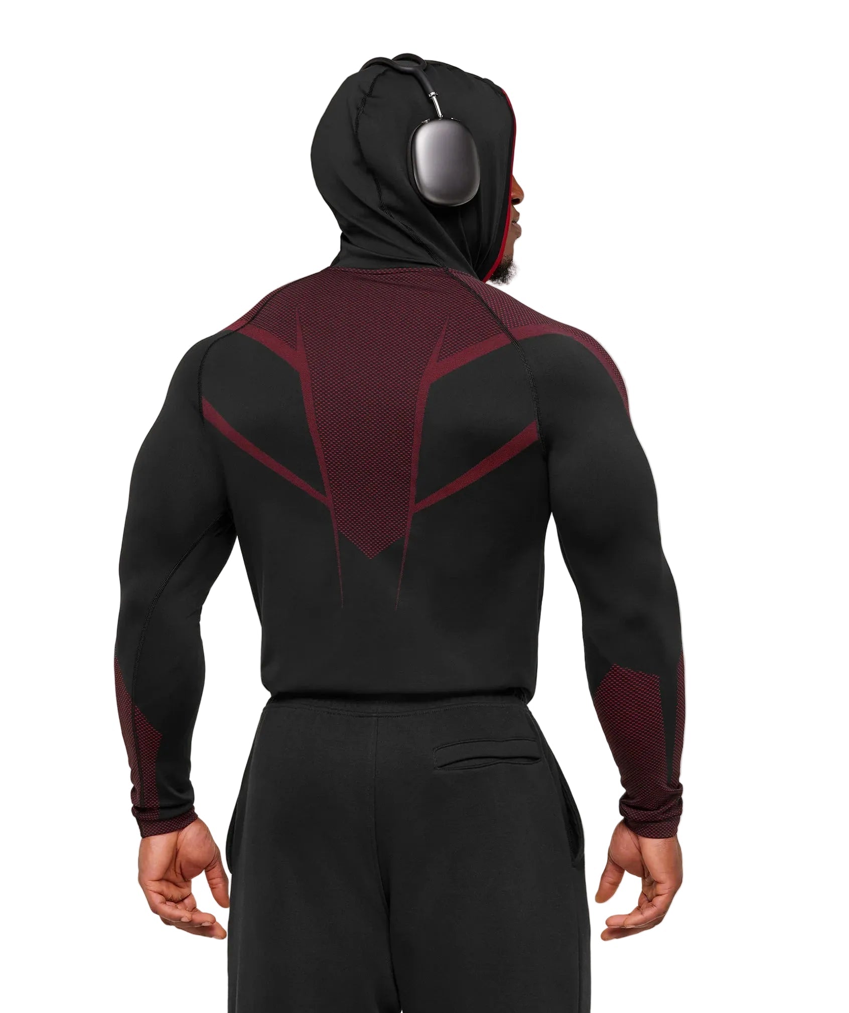 Onyx 5.0 Seamless Hoodie - Black/Carmine Red